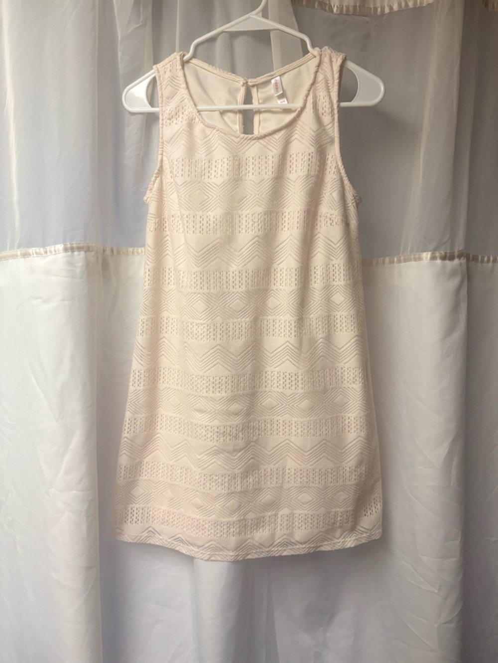 Cream Sleeveless Lace Mini Dress